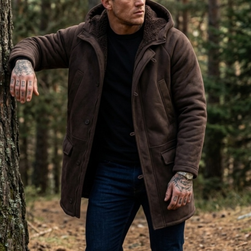 Hunting Outdoor Wear - جاكيت شتوي جديد للرجال مبطن بالفرو